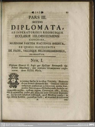 Pars III. Sistens Diplomata ...