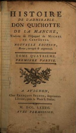 Histoire De L'Admirable Don Quichotte de la Manche. 4,1