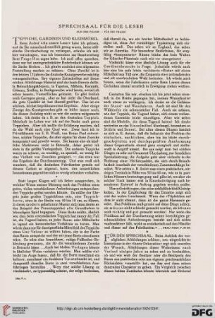 Sprechsaal für die Leser