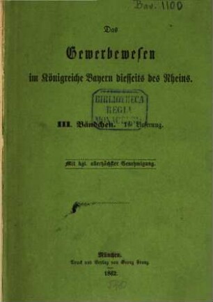 Das Gewerbewesen im Königreiche Bayern diesseits des Rheins. 3