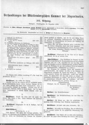 101. Sitzung, Stuttgart, 23.12.1899