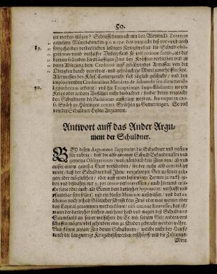 Antwort auff das Ander Argument der Schuldner