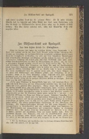 Zur Missions-Kritik und Apologetik