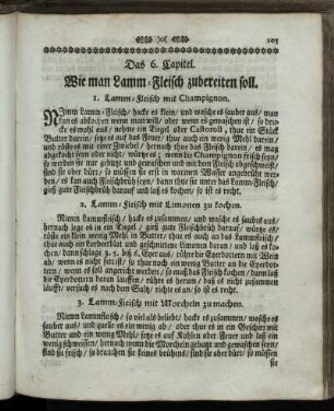 Das 6. Capitel. Wie man Lamm-Fleisch zubereiten soll.