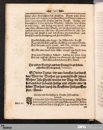 Die andere Predigt aus dem Evangelio an siebenzehenden Sontag nach Trinitatis.