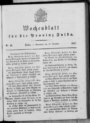 Nr. 48, Ausgabe vom 27. November 1847