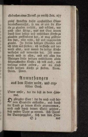 Anmuthungen aus dem Vater unser, und englischen Gruß.