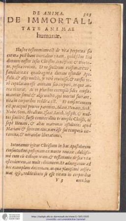 DE ANIMA. DE IMMORTALI TATE ANIMAE humanae