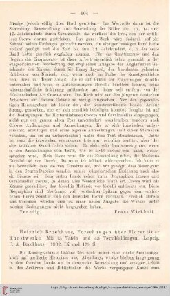 [Rezension von: Heinrich Brockhaus, Forschungen über Florentiner Kunstwerke]