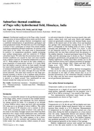 Subsurface thermal conditions of Puga valley hydrothermal field, Himalaya, India