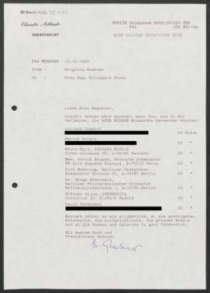 Brief an Hildegard Siehs, 13.10.1994