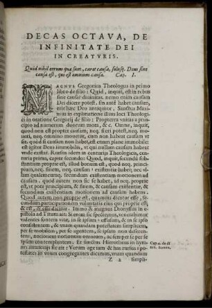 Decas Octava de Infinitate Dei in Creaturis.