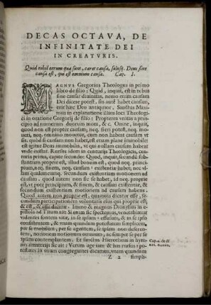 Decas Octava de Infinitate Dei in Creaturis.