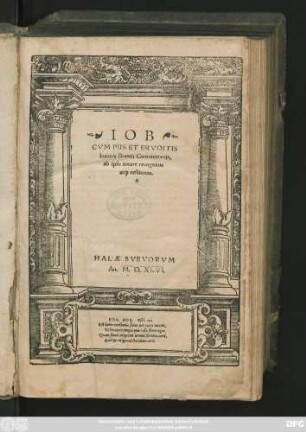 IOB || CVM PIIS ET ERVDITIS || Ioannis Brentij Commentarijs,|| ab ipso autore recognitus || at#[que] restitutus.||