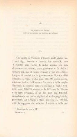 X. Lo stato e la chiesa sotto i successori di Teodosio il Grande