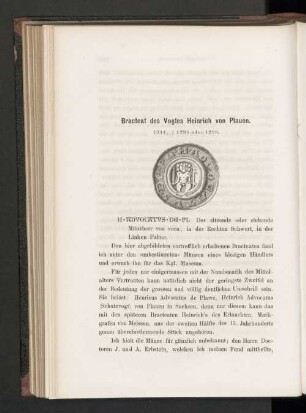 Bracteat des Vogtes Heinrich von Plauen