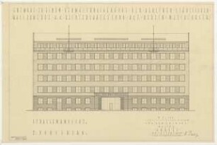 Berliner Städtische Wasserwerke, Berlin-Mitte Verwaltungsgebäude: Fassadenansicht 1:100, 2. Vorschlag