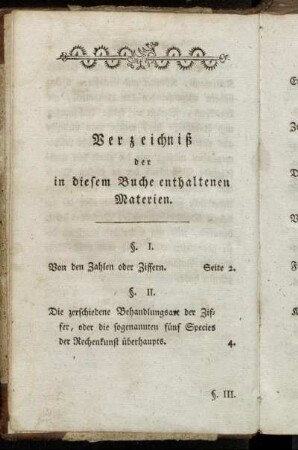 Verzeichniß der in diesem Buche enthaltenen Materien.