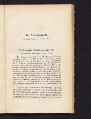 Die Quarantaine-Einrichtungen Oesterreichs