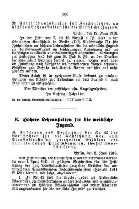 Fortbildungskursus für Zeichenlehrer an höheren Lehranstalten für die männliche Jugend : [D. Höhere Lehranstalten für die männliche Jugend]