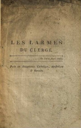 Les larmes du clergé