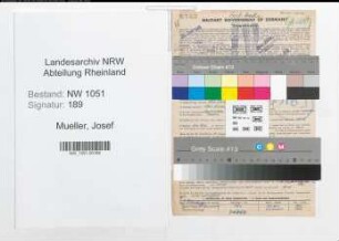 Entnazifizierung Josef Mueller , geb. 08.12.1907 (Werkmeister)