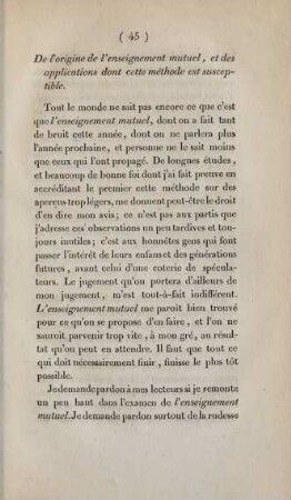 De l'origine de l'enseignement mutuel, ...