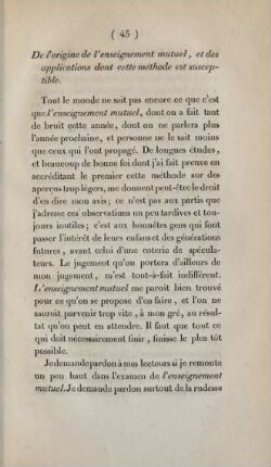 De l'origine de l'enseignement mutuel, ...