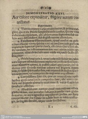 DEMONSTRATIO XXVI. Aer calore expanditur, frigore autem coarctatur.