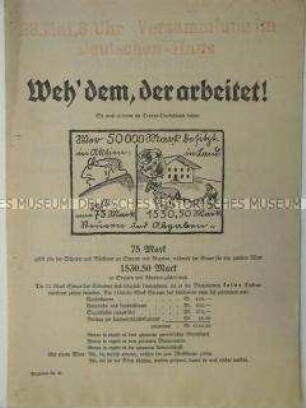 Propagandaflugblatt der NSDAP gegen das Steuersystem der Weimarer Republik mit Werbung für den "Völkischen Beobachter"