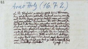 Brief an Arno Holz