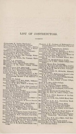 List of Contributors.