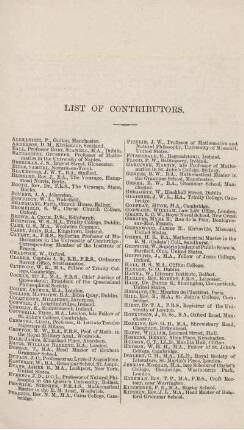 List of Contributors.