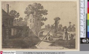 [Fähre erreicht ein mittelalterliches Stadttor; Ferry approaching a medieval City Gate]