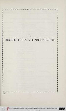 II. Bibliothek zur Frauenfrage
