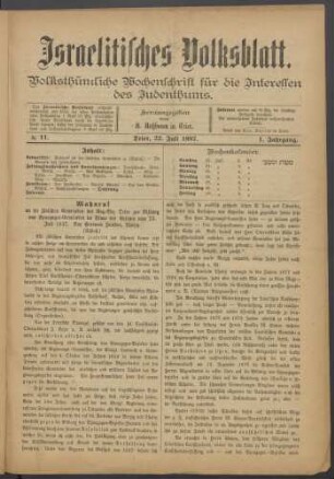 11: Nr. 11 vom 22. Juli 1887