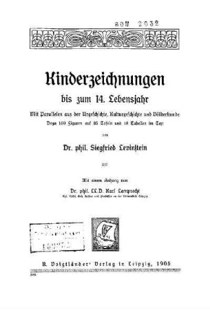 Kinderzeichnungen bis zum 14. Lebensjahr : mit Parallelen aus der Urgeschichte, Kulturgeschichte und Völkerkunde; 18 Tabellen