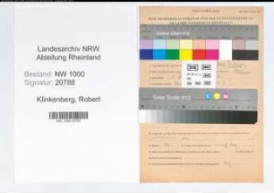 Entnazifizierung Robert Klinkenberg, geb. 11.07.1908 (Baufuehrer)