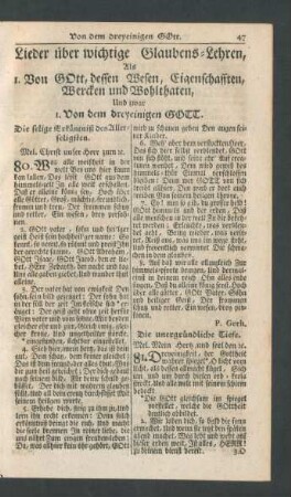I. Von Gott, desses Wesen, Eigenschafften, Wercken und Wohlthaten