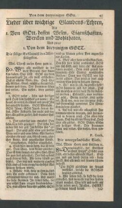 I. Von Gott, desses Wesen, Eigenschafften, Wercken und Wohlthaten