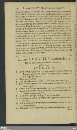 Locus LXXVIII. à Ratione legis stricta seu limitate ad Restrictionem ipsus legis