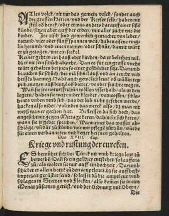 Das XVIII. Cap. Kriege und rustung der turcken.