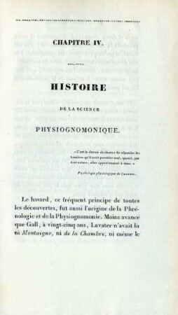 Chapitre IV. Histoire de la Science Physiognomonique