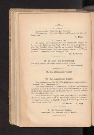 19. Das pädagogische Seminar.