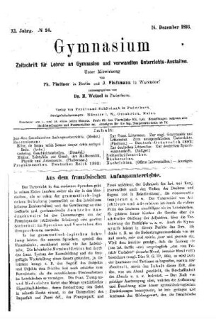 Aus dem französischen Anfangsunterrichte
