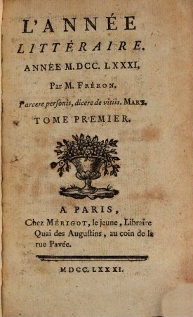 L' année littéraire. 1781,1