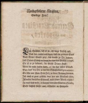 Hochgebohrne Gräfinn, Gnädige Frau!