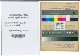 Entnazifizierung Julius Vahrenkamp, geb. 05.05.1891 (Uhrmacher)