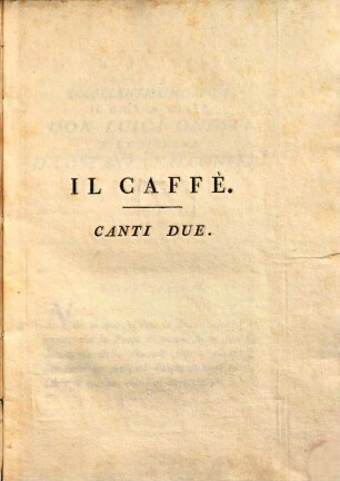 Il Caffé : Canti due