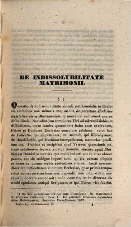 De matrimonio in ecclesia catholica, 2. De indissolubilitate matrimonii